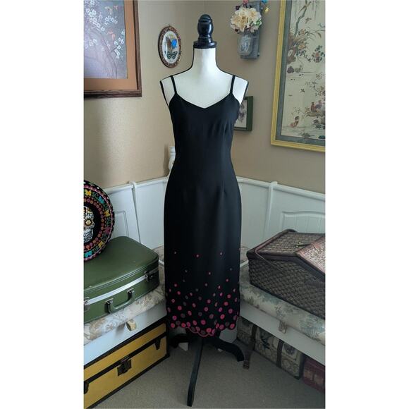 Vintage Y2K/2000s Harold's Embroidered Polka Dot Hem Slip Dress - Picture 1 of 3